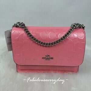 Coach Klare Crossbody Bag W/ Chain Strap In Signature Leather/Sv/Pink CDA97 NWT